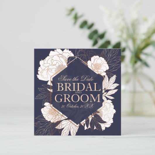 Blaue Goldperle Einladung (Stehend Vorderseite)