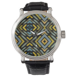 Blaue Goldpfeile auf Schwarz Armbanduhr