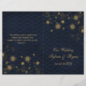 Blaue Goldschneeflocken Hochzeitsprogramme gefalte (Vorderseite)
