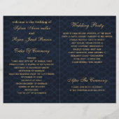 Blaue Goldschneeflocken Hochzeitsprogramme gefalte (Rückseite)