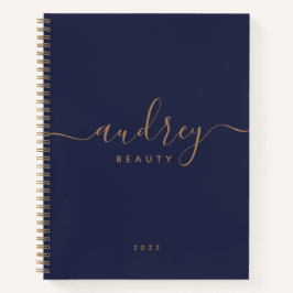 Blaue Goldsignatur der Marine mit Monogramm Notizblock