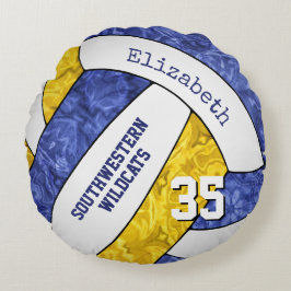 Blaue Goldsportart Sake Geschenk Mädchen Volleybal Rundes Kissen