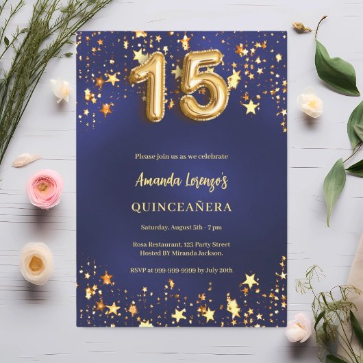 Blaue Goldsterne aus der Königsnacht Einladung