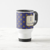 Blaue Goldsterne Erster Name Monogramm Initiale Reisebecher (VorderseiteRechts)