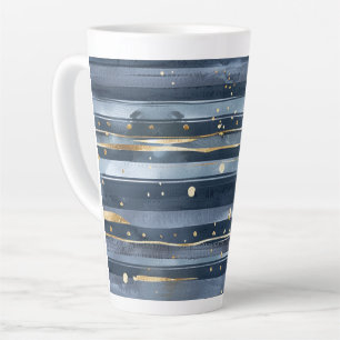 Blaue Goldstreifen Punkte Träume   Milchtasse