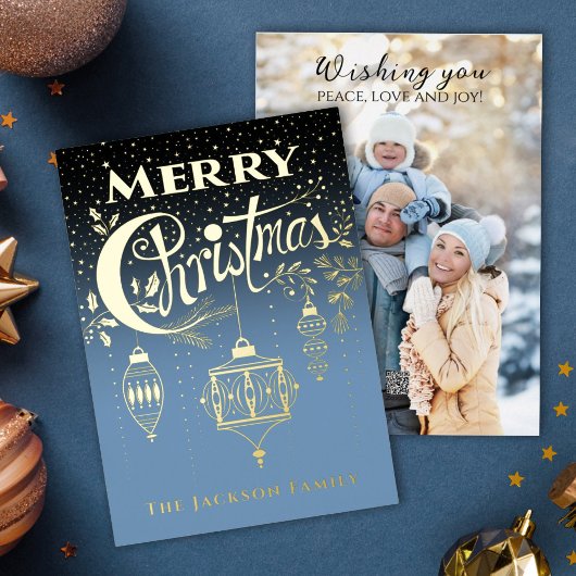 Blaue Goldtypografie Einladung