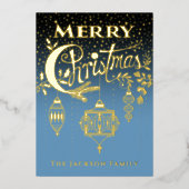 Blaue Goldtypografie Einladung (Vorderseite)