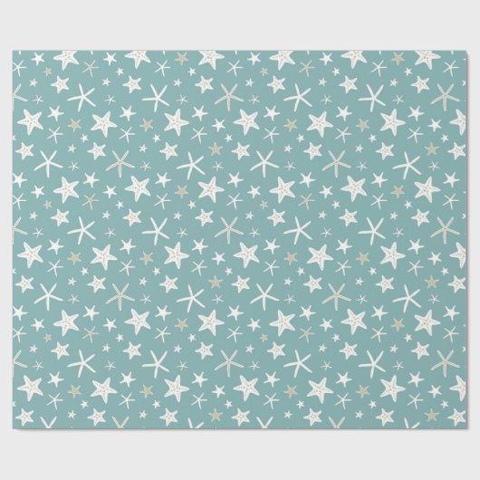 Blaue GoldweißStarfish Geschenkpapier (Flach)