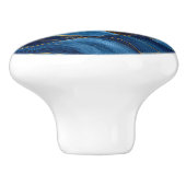 Blaue Goldwelle Monogramm-Kunstdesign Keramikknauf (Seitenansicht)