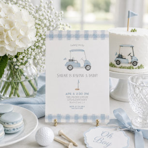 Blaue Golf Cart Baby Shower Einladung