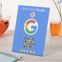 Blaue Google-Bewertungsanzeige für Unternehmen mit