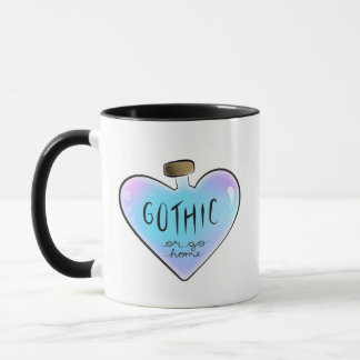 Blaue "Gothic or Go Home"-Herz-Trankflasche Tasse