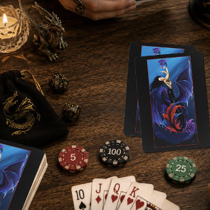 Blaue gotische Drachen Meerjungfrau Fantasy Lila Spielkarten