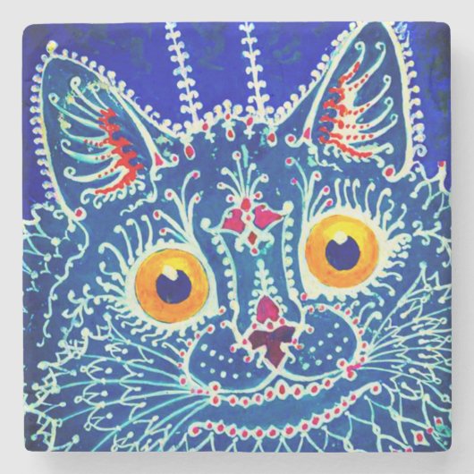 Blaue gotische Katze Steinuntersetzer (Vorderseite)