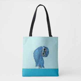 Blaue grabende Eulen-Küstenkunst Tasche