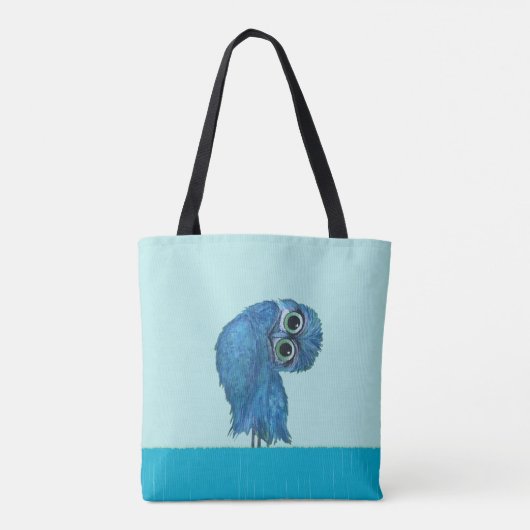 Blaue grabende Eulen-Küstenkunst Tasche (Rückseite)