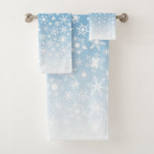 Blaue Gradient-Schneeflocken Badhandtuch Set (Insitu)