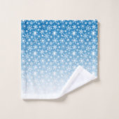 Blaue Gradient-Schneeflocken Badhandtuch Set (Waschlappen)