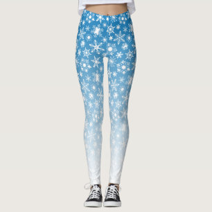 Blaue Gradient-Schneeflocken Leggings