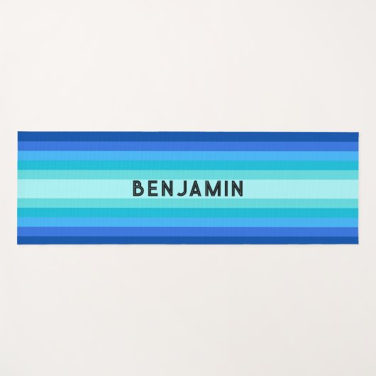 Blaue Gradient Strip Yoga Mat mit Namen Yogamatte (Vorderseite (Horizontal))