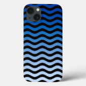 Blaue Gradient Wavy Stripes Case-Mate iPhone Hülle (Rückseite)