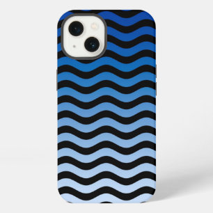 Blaue Gradient Wavy Stripes iPhone 13 Hülle