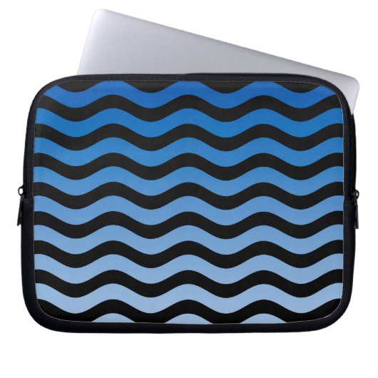 Blaue Gradient Wavy Stripes Laptopschutzhülle (Vorderseite)