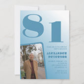 Blaue Gradienten 81. Geburtstagseinladungen Männer Einladung (Vorderseite)