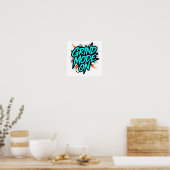 Blaue Graffiti-Style "Grind Mode On" Poster (Küche)