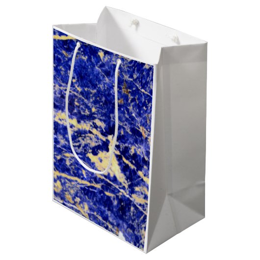 Blaue Granit, blauer Marmor, blauer Stein Mittlere Geschenktüte (Vorderseite Schrägansicht)