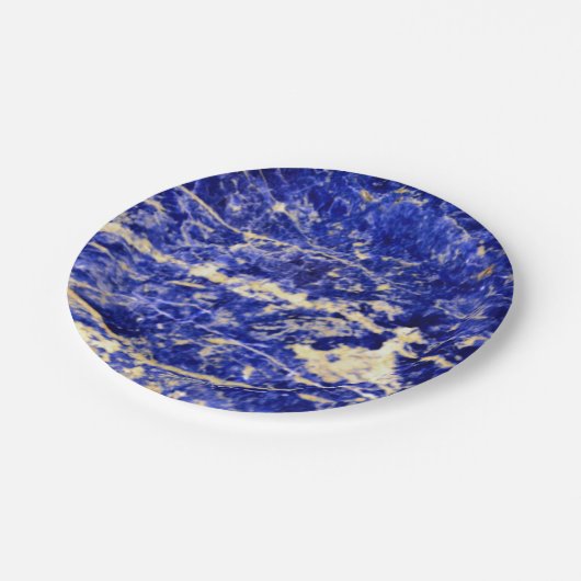 Blaue Granit, blauer Marmor, blauer Stein Pappteller (Schrägansicht)