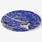 Blaue Granit, blauer Marmor, blauer Stein Pappteller (Schrägansicht)