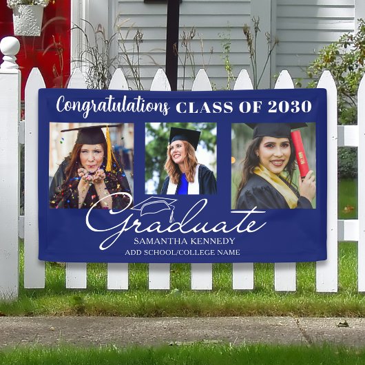 Blaue Gratulation Absolvent 3 Foto Abschlussfeier Banner