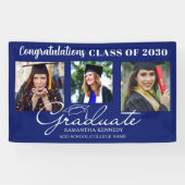 Blaue Gratulation Absolvent 3 Foto Abschlussfeier Banner (Horizontal)