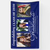 Blaue Gratulation Absolvent 3 Foto Abschlussfeier Banner (Vertikal)