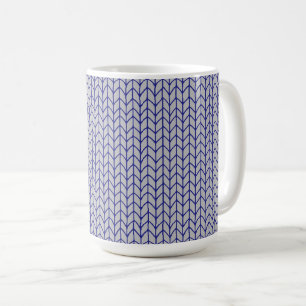 BLAUE GRAU STRICK Tall Weiße Tasse