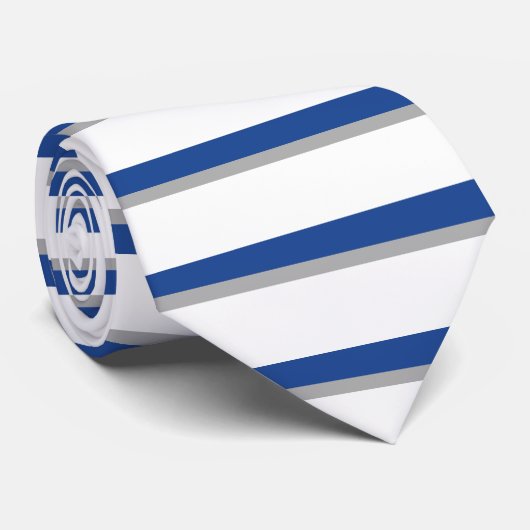 Blaue Grau-und weißec$horizontal-gestreifte Krawatte (Gerollt)