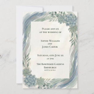 Blaue Graue Eukalyptus-Hochzeitseinladung Einladung