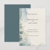 Blaue Graue Eukalyptus-Save-The-Date-Karte Save The Date (Vorne/Hinten)