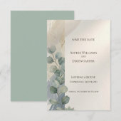 Blaue Graue Eukalyptus-Save-The-Date-Karte Save The Date (Vorne/Hinten)