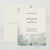 Blaue Graue Eukalyptus-Save-The-Date-Postkarte Postkarte (Vorne/Hinten)