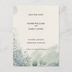 Blaue Graue Eukalyptus-Save-The-Date-Postkarte Postkarte