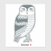 Blaue graue Eule-Linie Zeichnend Kunst Aufkleber (Blatt)