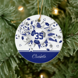 Blaue graue Fußballbälle sternenweise Sake Keramik Ornament