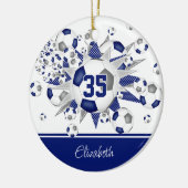 Blaue graue Fußballbälle sternenweise Sake Keramik Ornament (Links)