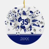 Blaue graue Fußballbälle sternenweise Sake Keramik Ornament (Hinten)