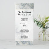 Blaue Graue Gold-Strand-Aquarell-Hochzeitsprogramm Programm (Stehend Vorderseite)