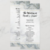 Blaue Graue Gold-Strand-Aquarell-Hochzeitsprogramm Programm (Vorne/Hinten)