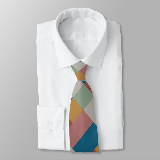 Blaue Graue grüne Terracotta-Farbblock Krawatte (Gebunden)
