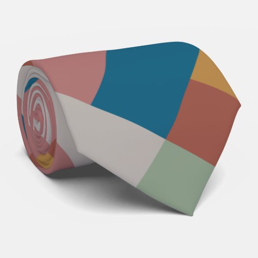 Blaue Graue grüne Terracotta-Farbblock Krawatte (Gerollt)